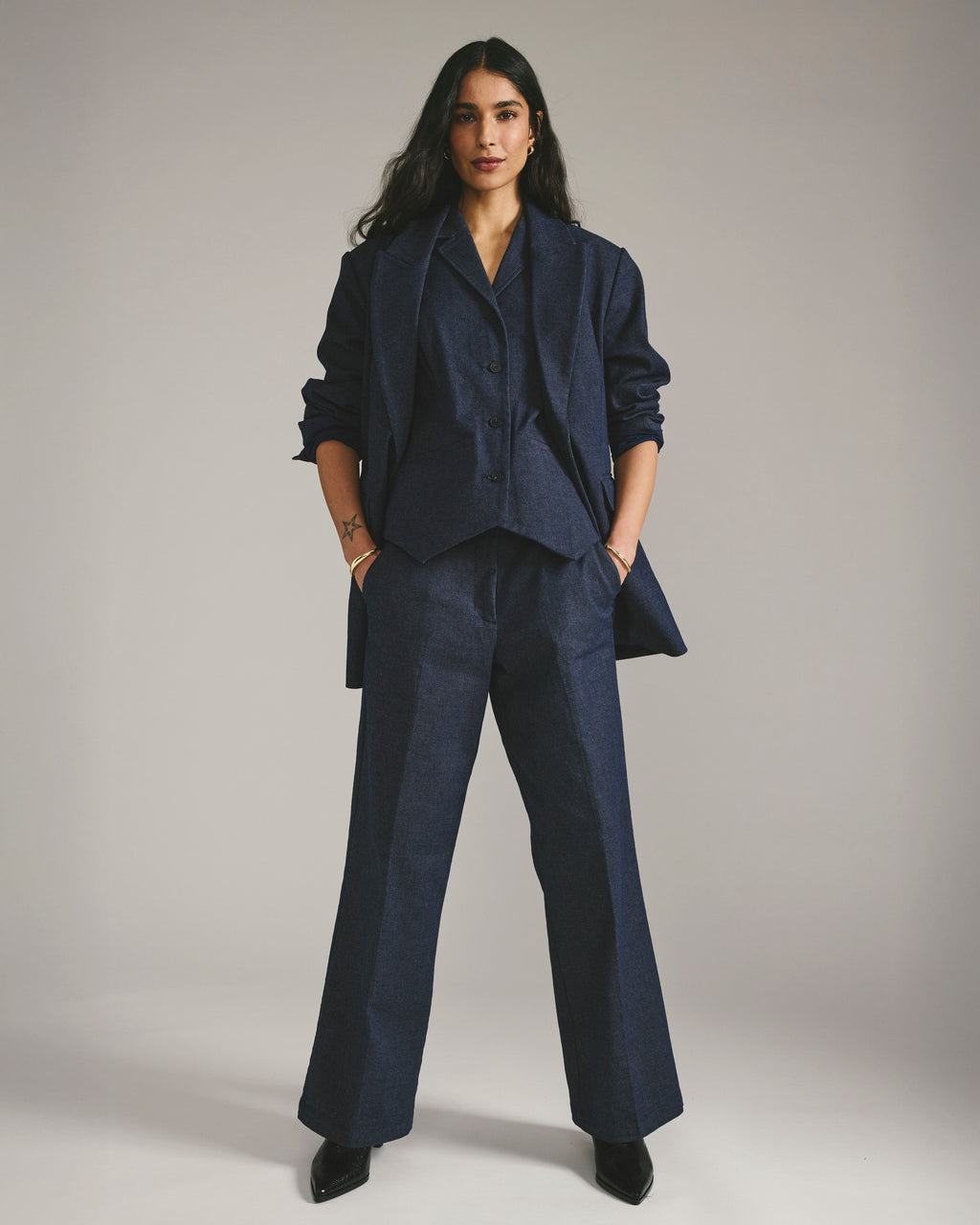 Nova Denim Look Pants - Dark Indigo