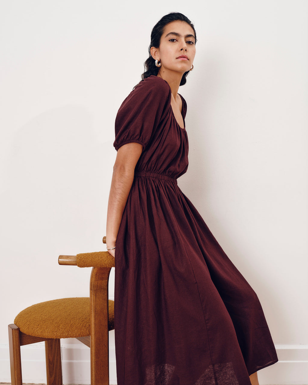 Andrea Linen Blend Dress - Brulee