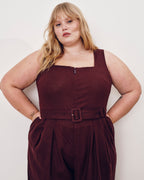 Rania Belted Linen Blend Jumpsuit - Brulee