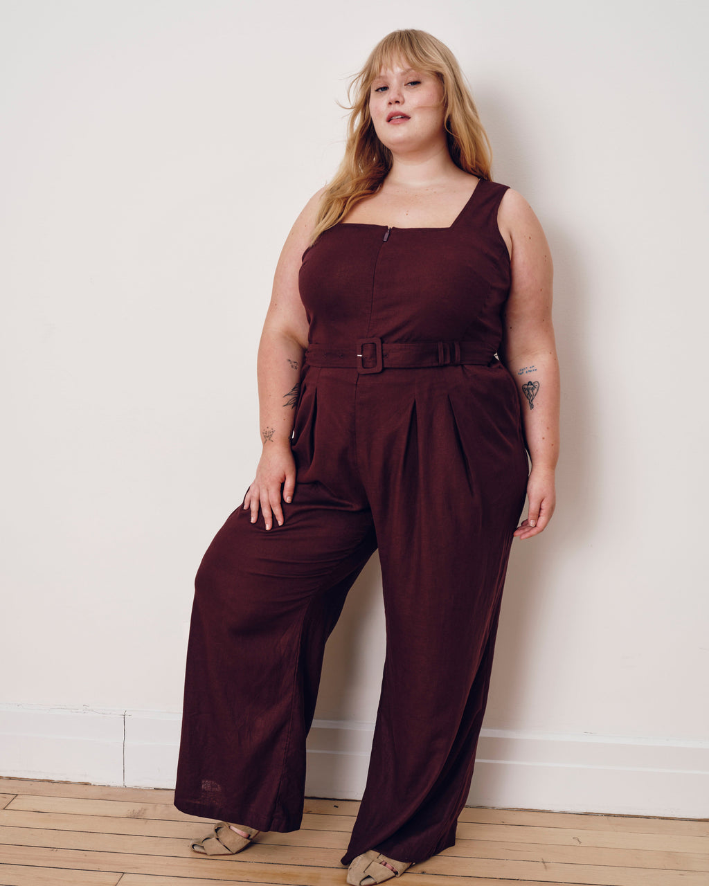 Rania Belted Linen Blend Jumpsuit - Brulee