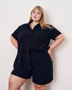 Luxe Cotton Gauze Beach Short - Black