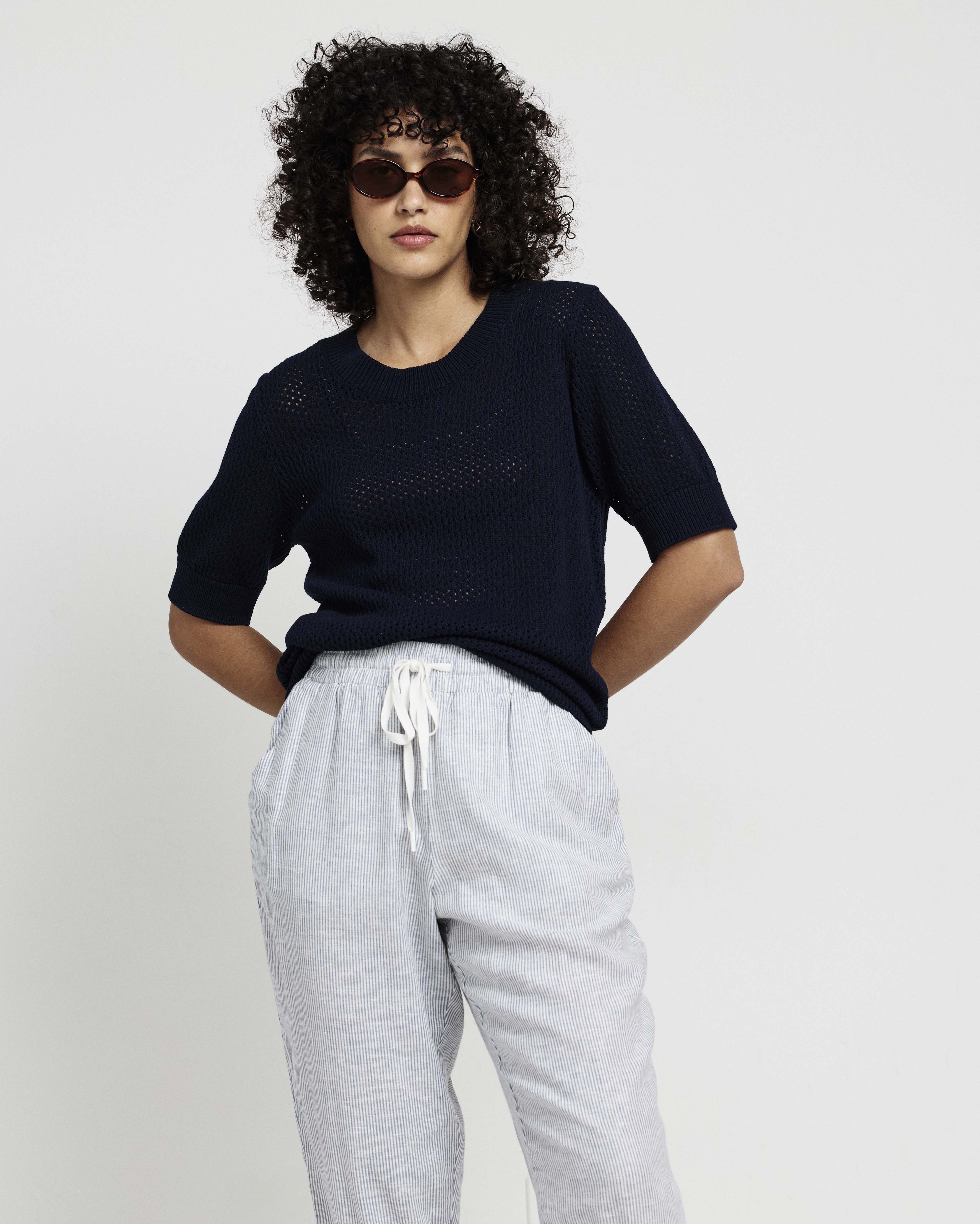 Sayville Linen Blend Drawstring Pant - Beach Stripe