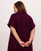 Sunshine Linen Blend Polo Dress - Acai
