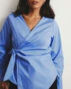 Beacon Stretch Poplin Wrap Shirt - Soft Blue