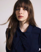 Janet Tie-Neck Cotton Poplin Shirt - Navy