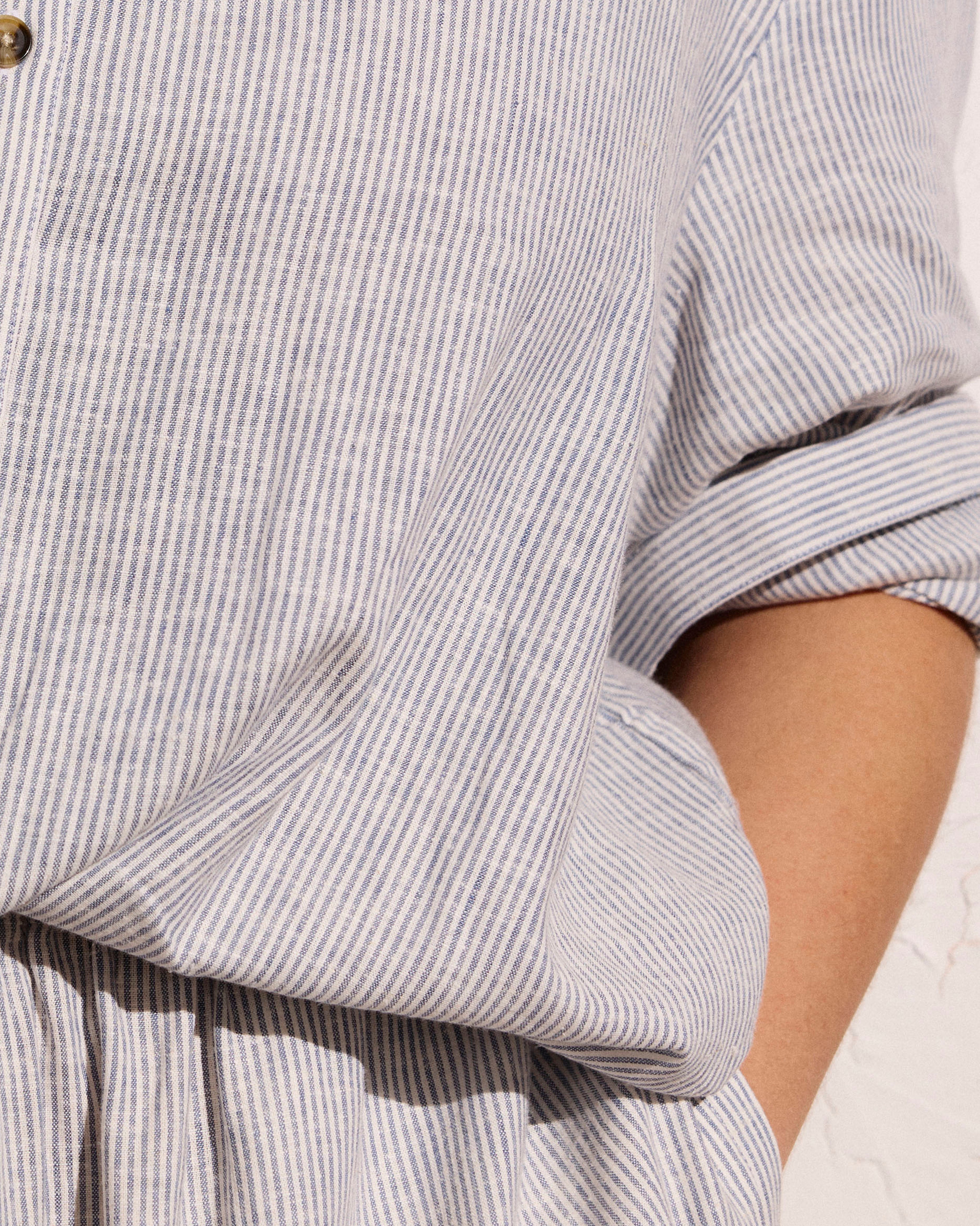 Sayville Linen Blend Drawstring Pant - Beach Stripe