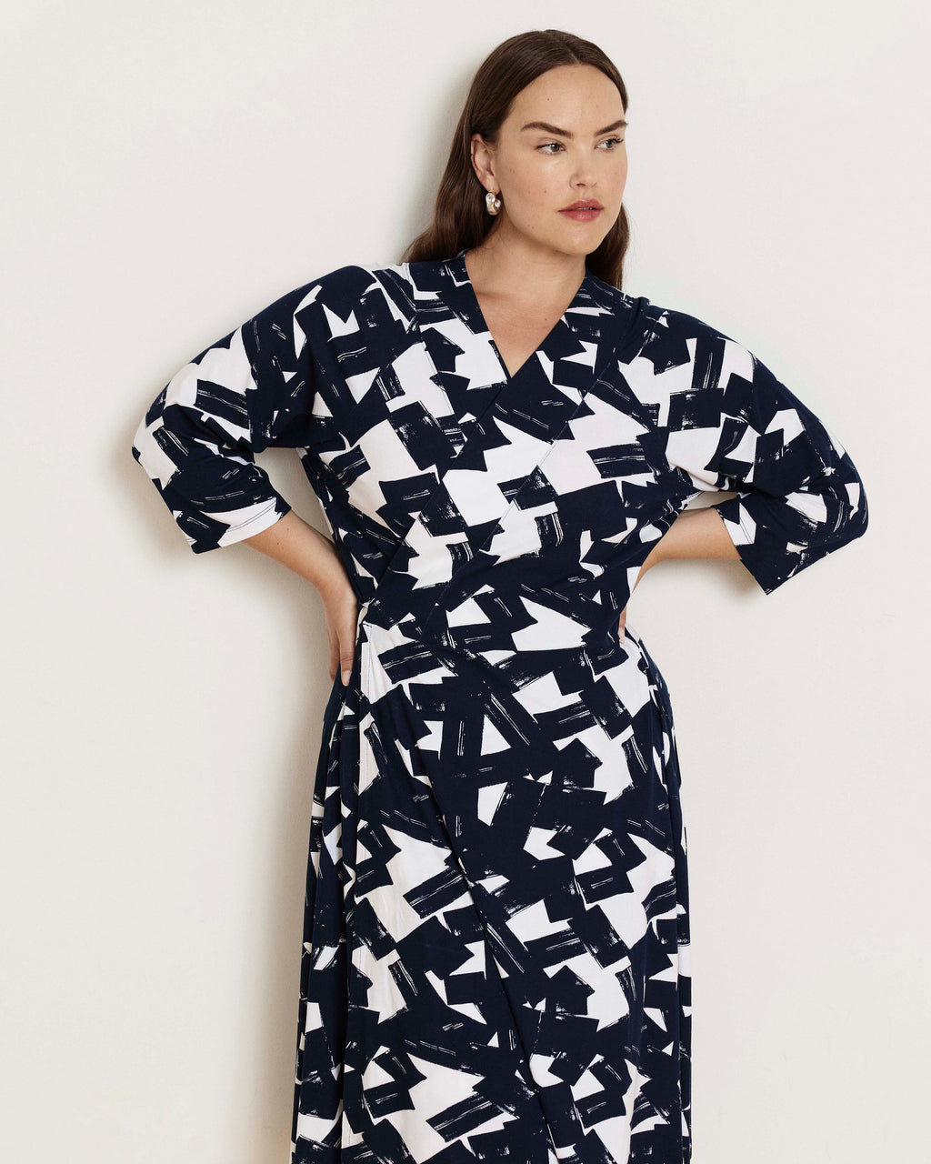 The Divine Jersey Wrap Dress - Navy Santiago Print