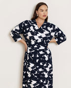 The Divine Jersey Wrap Dress - Navy Santiago Print