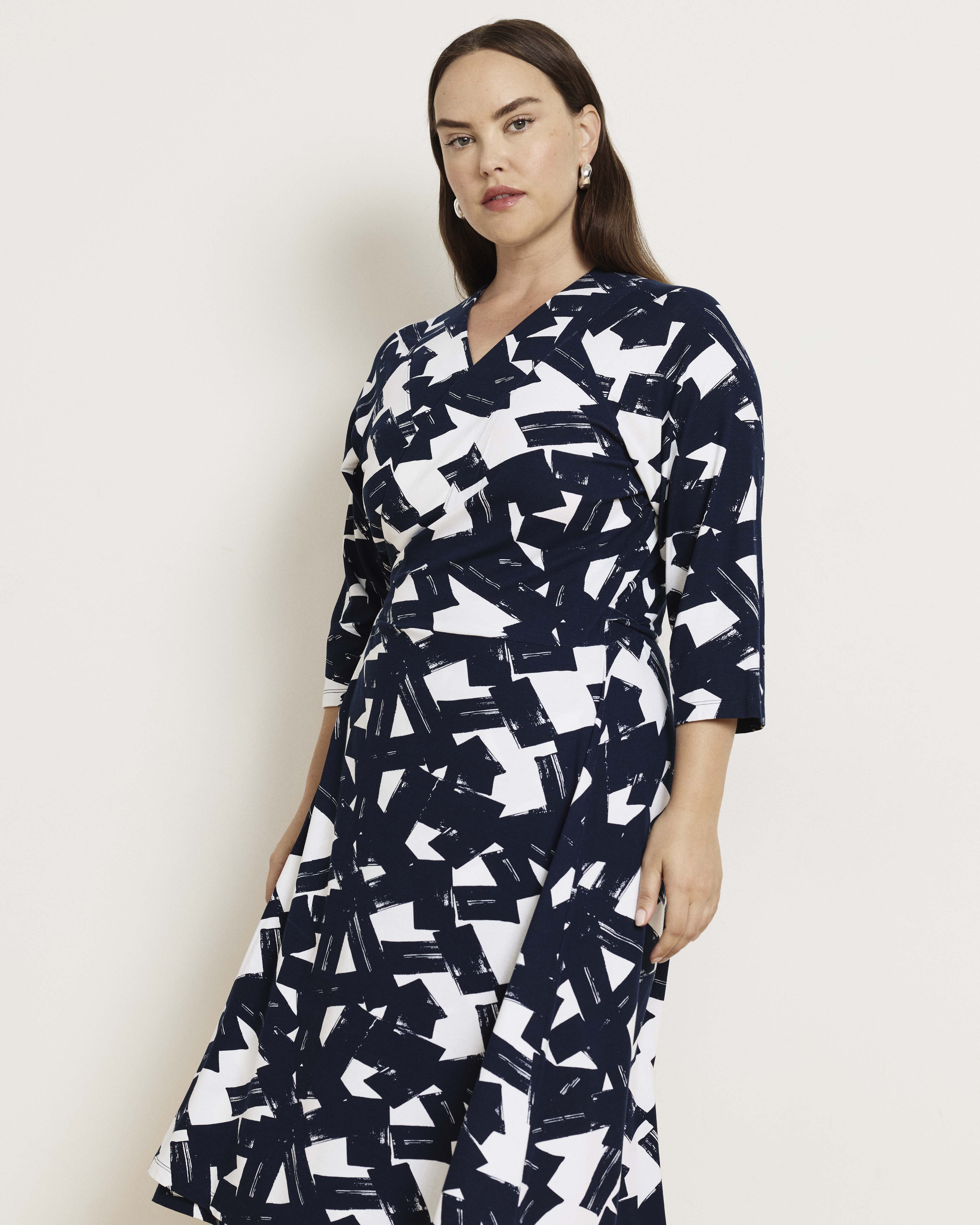 The Divine Jersey Wrap Dress - Navy Santiago Print