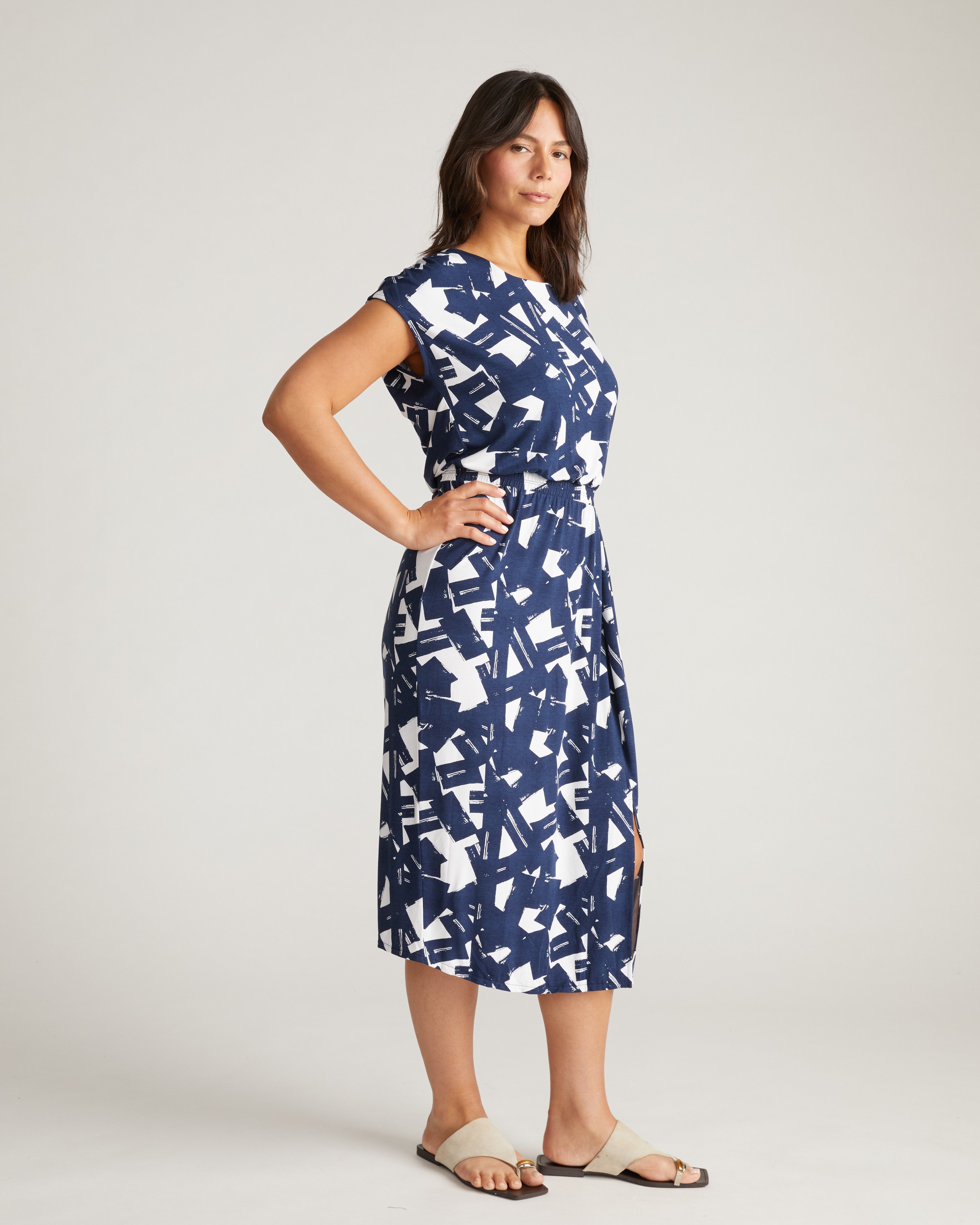 Havana Divine Jersey Dress - Navy Santiago Print