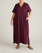 Padma Polo Neck Linen Blend Dress - Acai