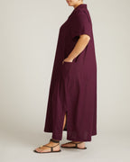 Padma Polo Neck Linen Blend Dress - Acai