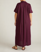 Padma Polo Neck Linen Blend Dress - Acai