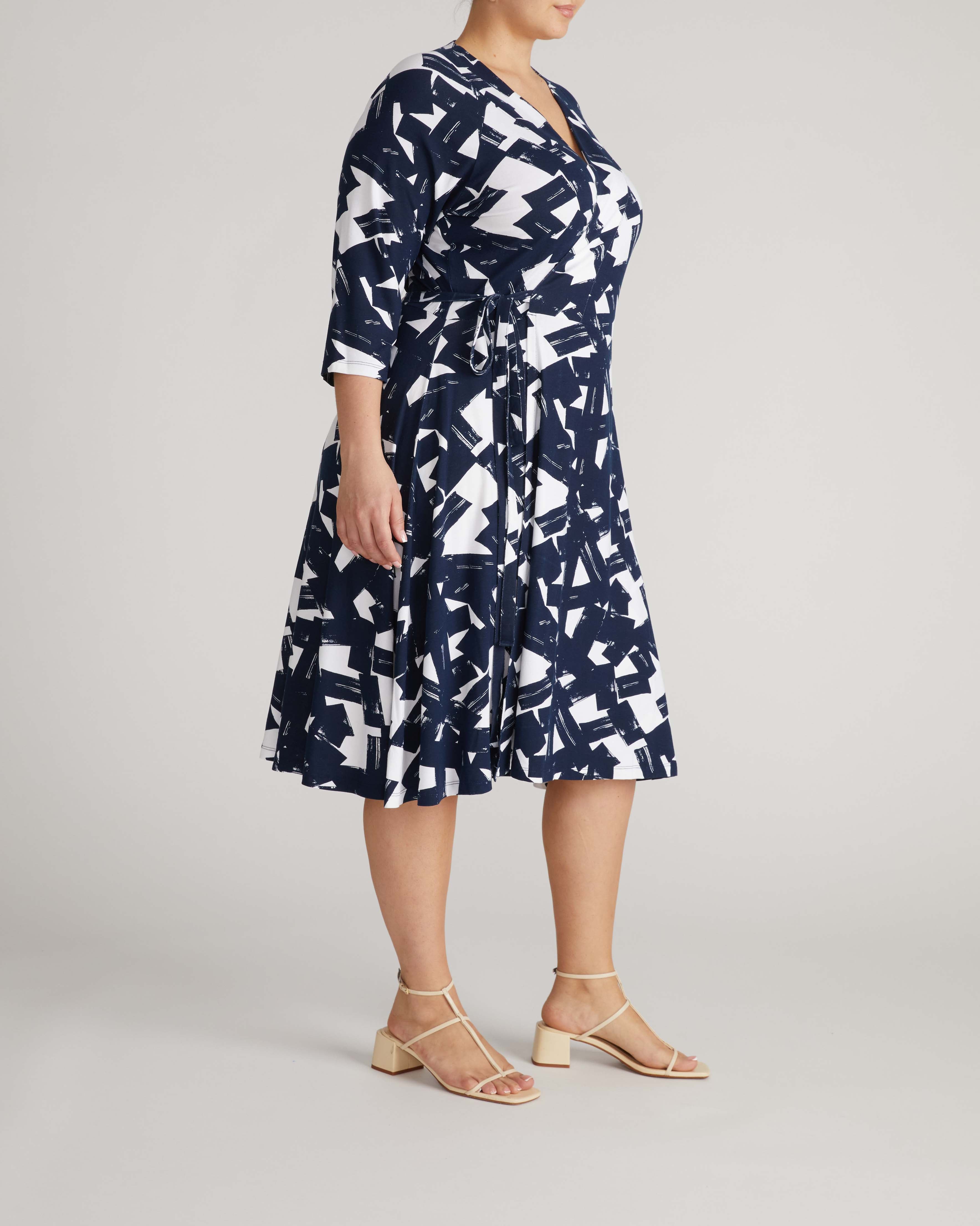 The Divine Jersey Wrap Dress - Navy Santiago Print