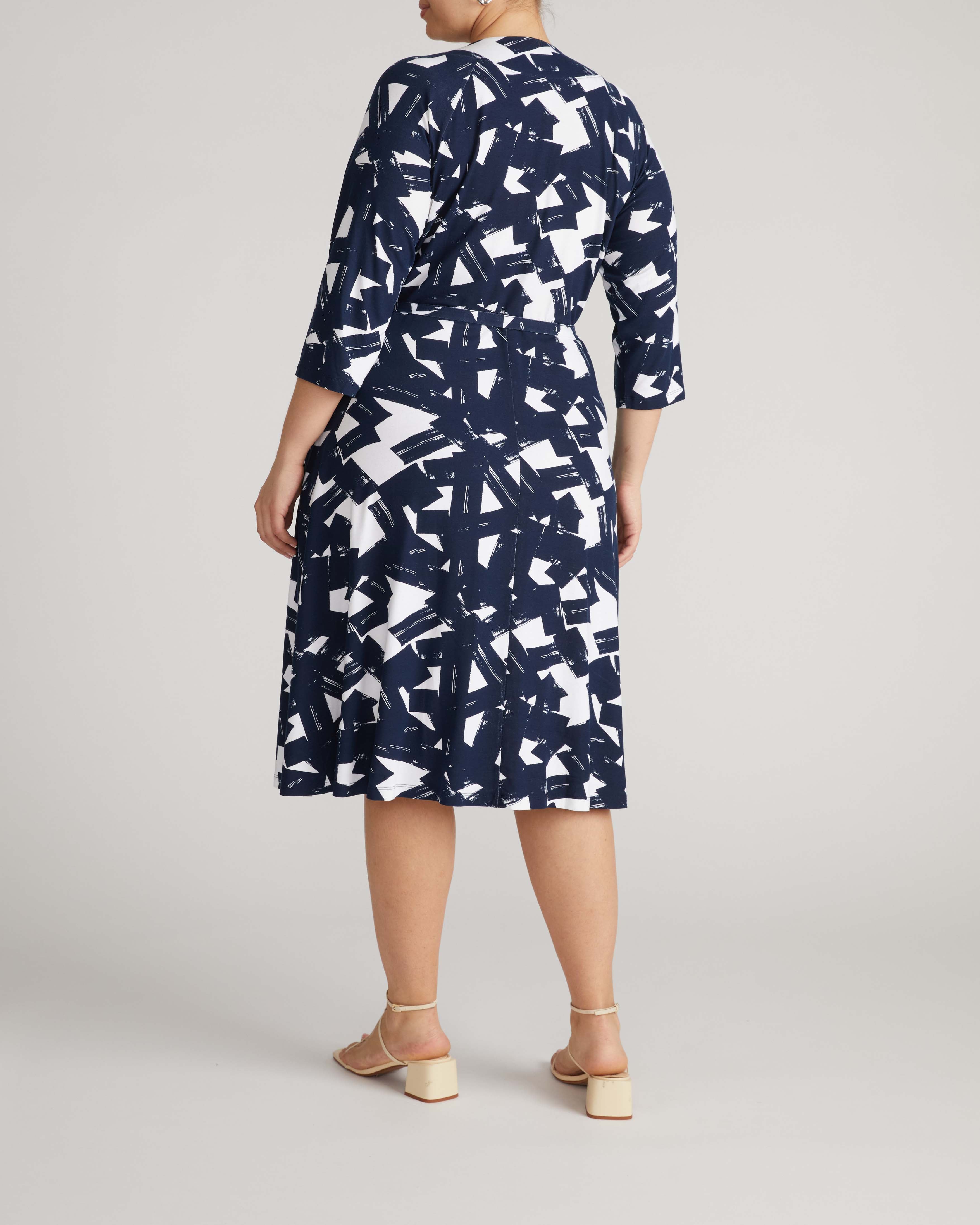 The Divine Jersey Wrap Dress - Navy Santiago Print