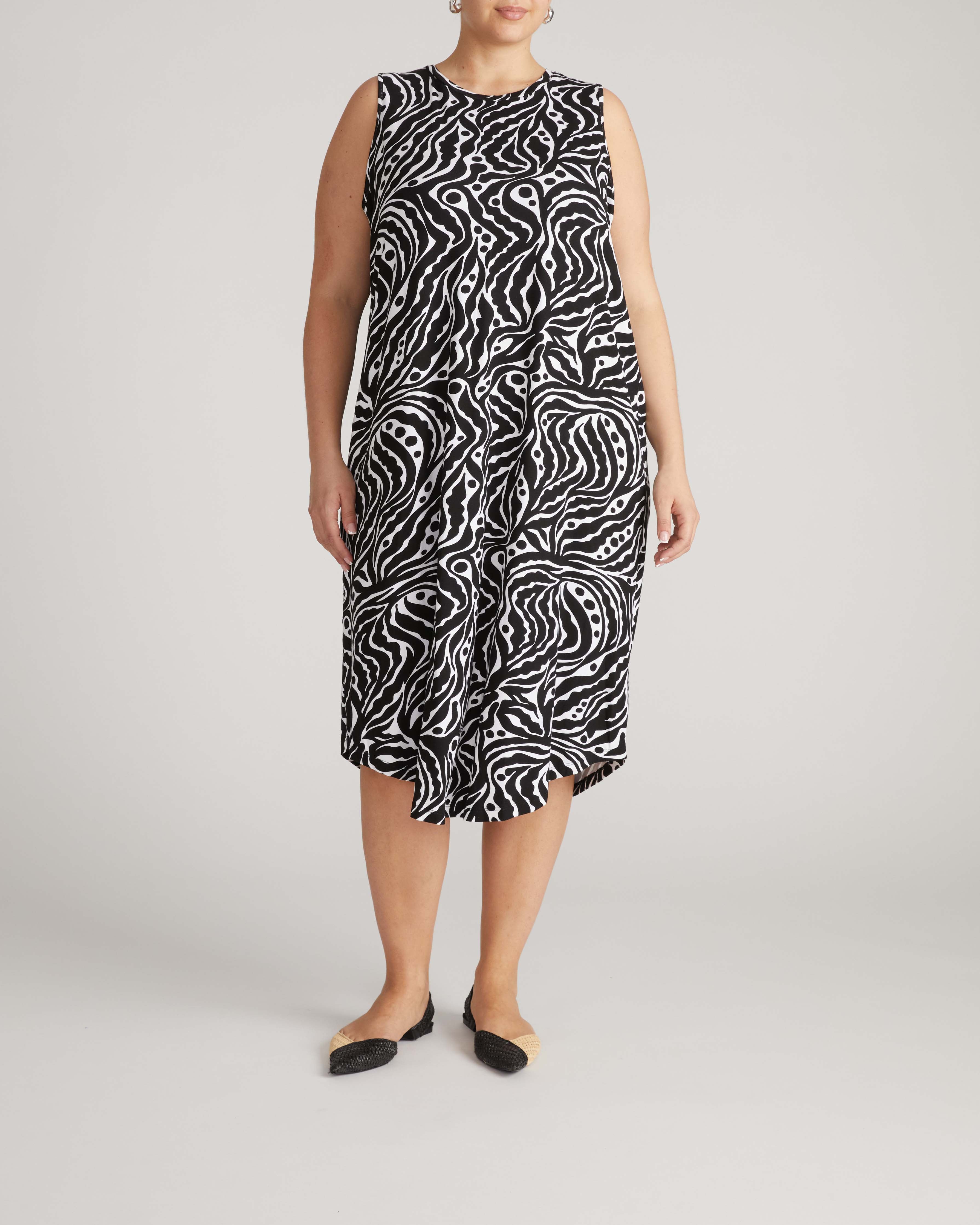 Pearl Divine Jersey Dress - Black Bosco Print
