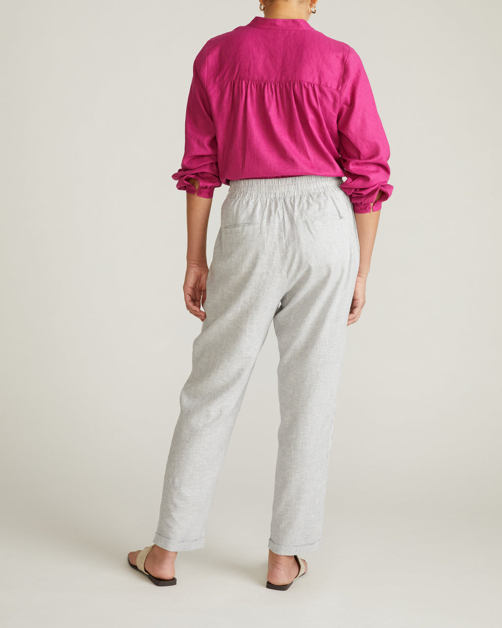 Sayville Linen Blend Drawstring Pant - Beach Stripe