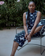 Heatwave Divine Jersey Flared Tank - Navy Santiago Print