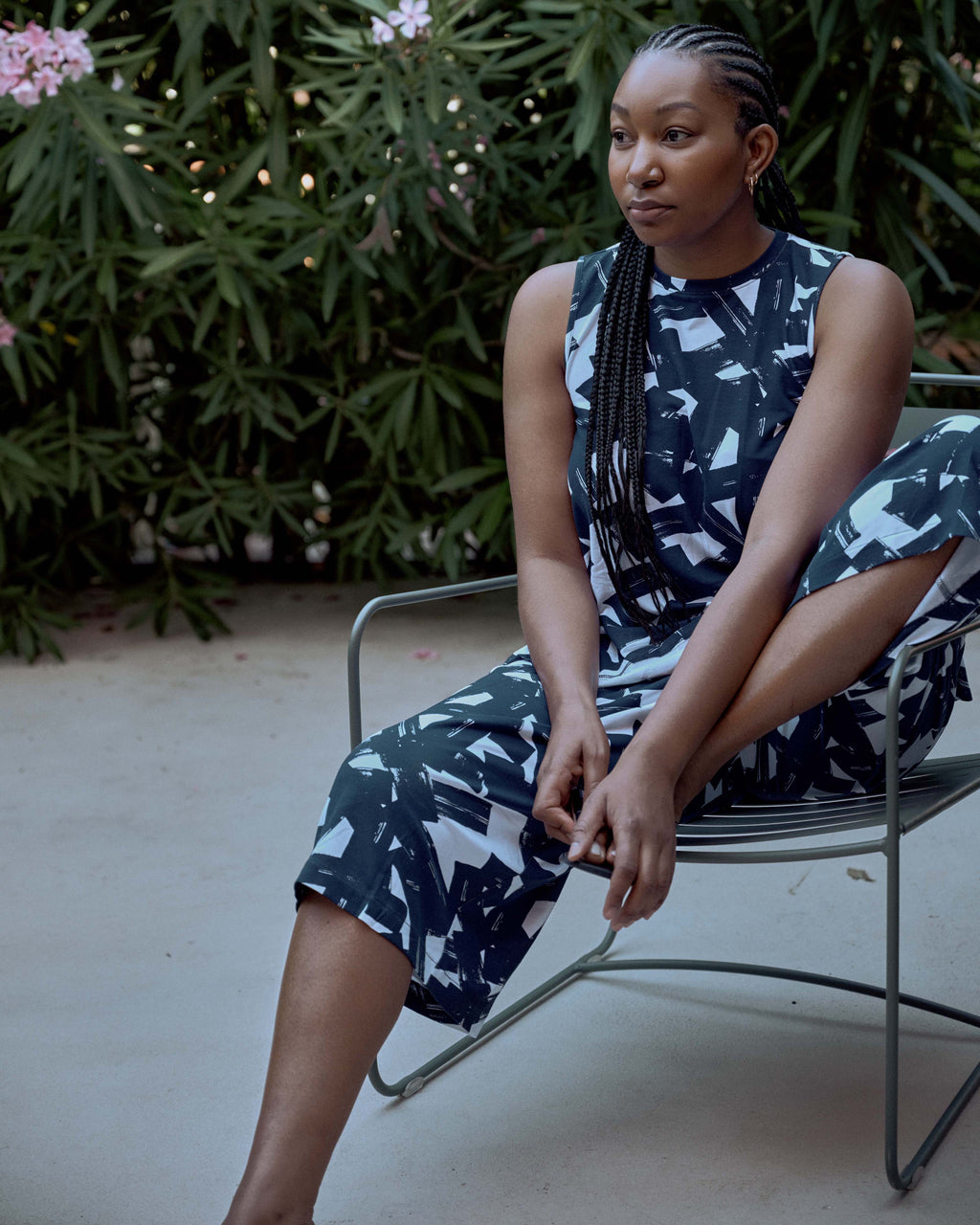 Lotti Jersey Culottes - Navy Santiago Print