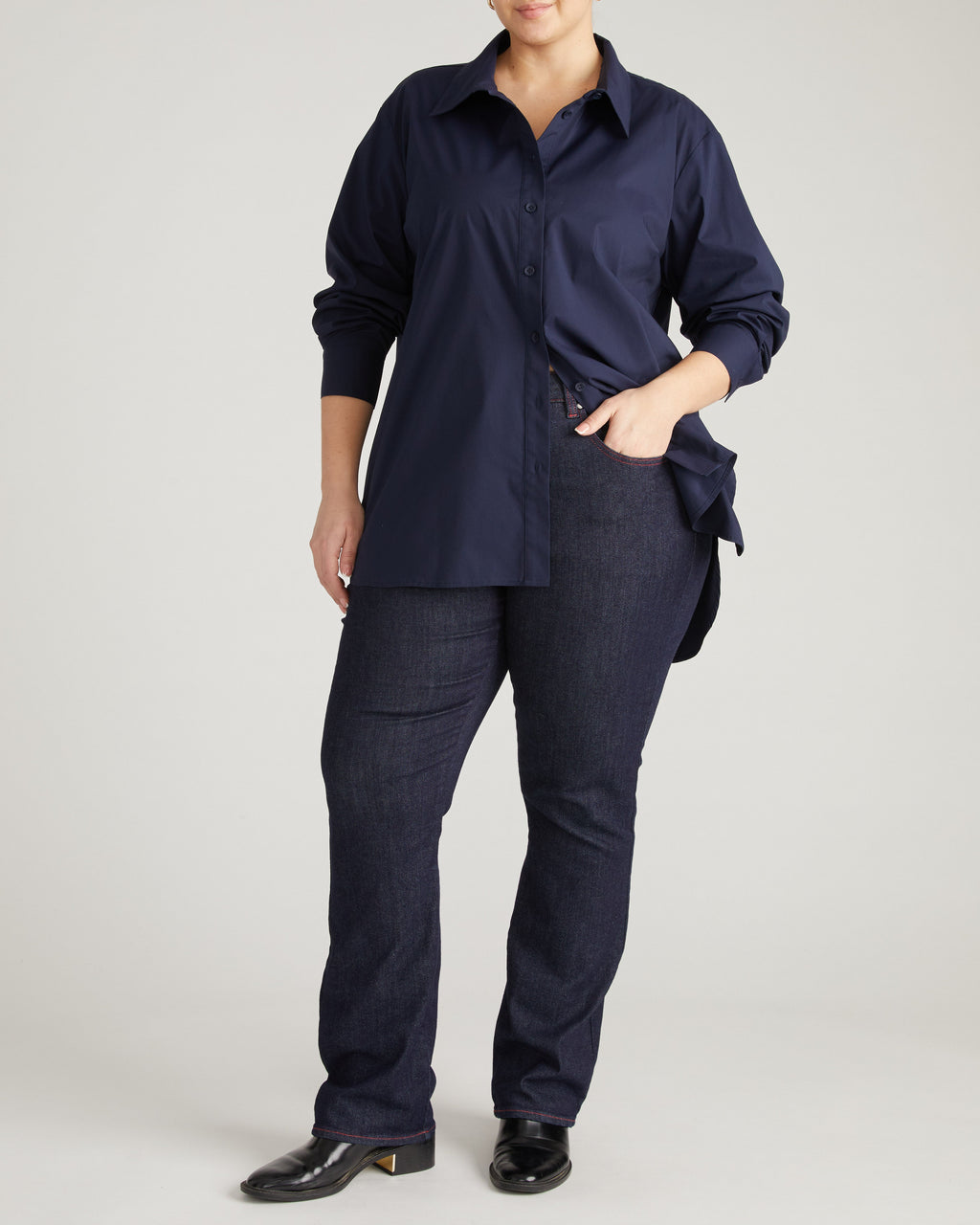 The Artist Oversized Poplin Shirt - Navy