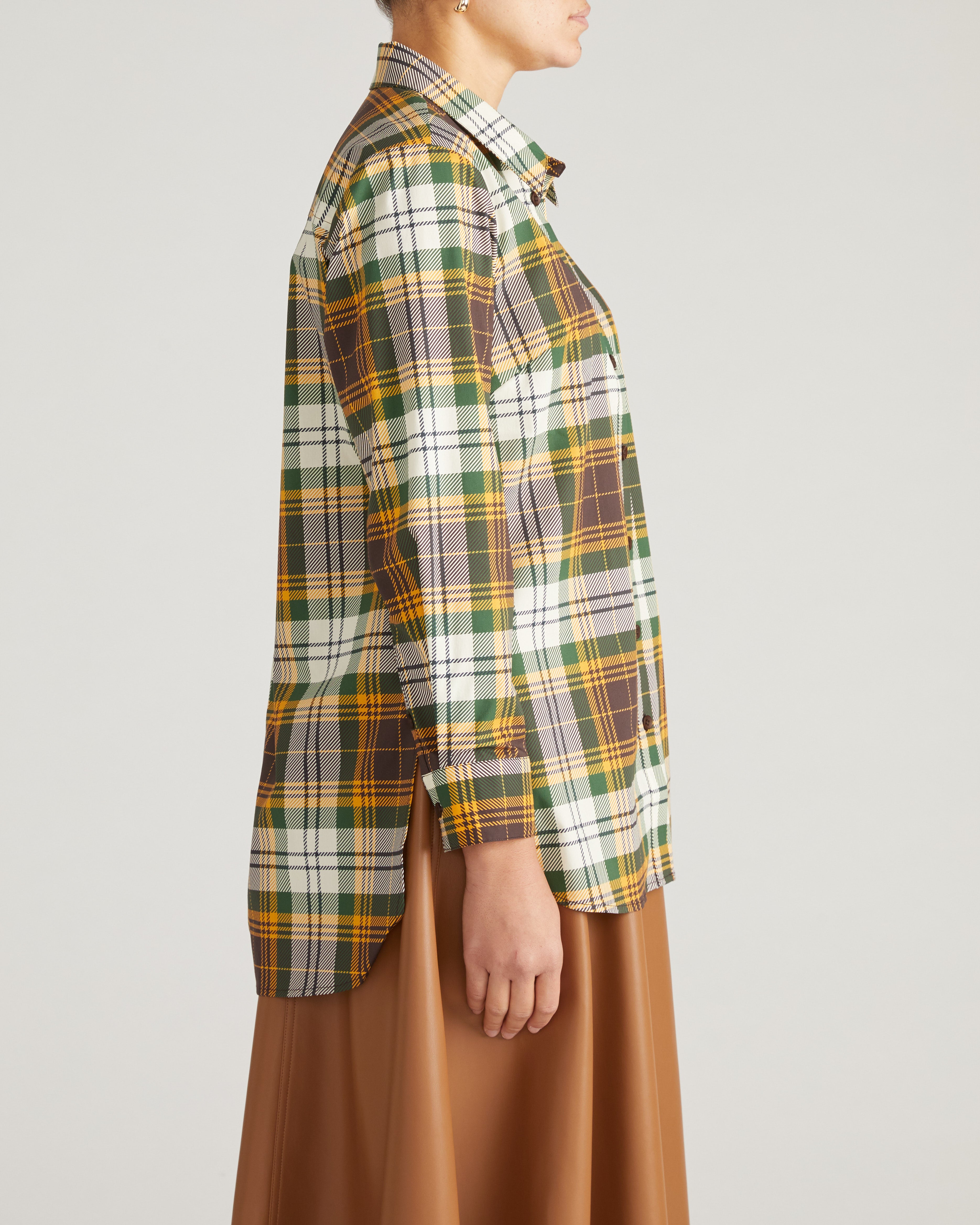The Artist Oversized Poplin Shirt - Brown Plaid