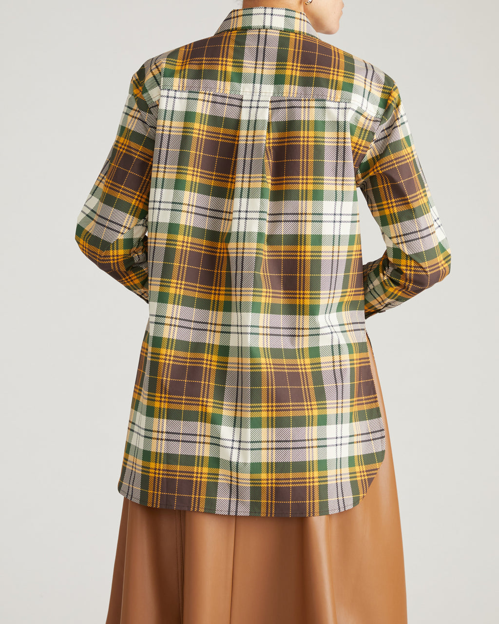 The Artist Oversized Poplin Shirt - Brown Plaid