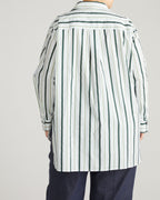 The Artist Oversized Poplin Shirt - Forest Green Multi Stripe