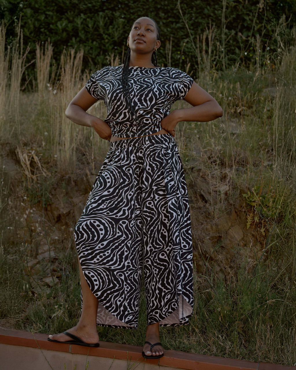 Rey Divine Jersey Pull-On Pants - Black Bosco Print