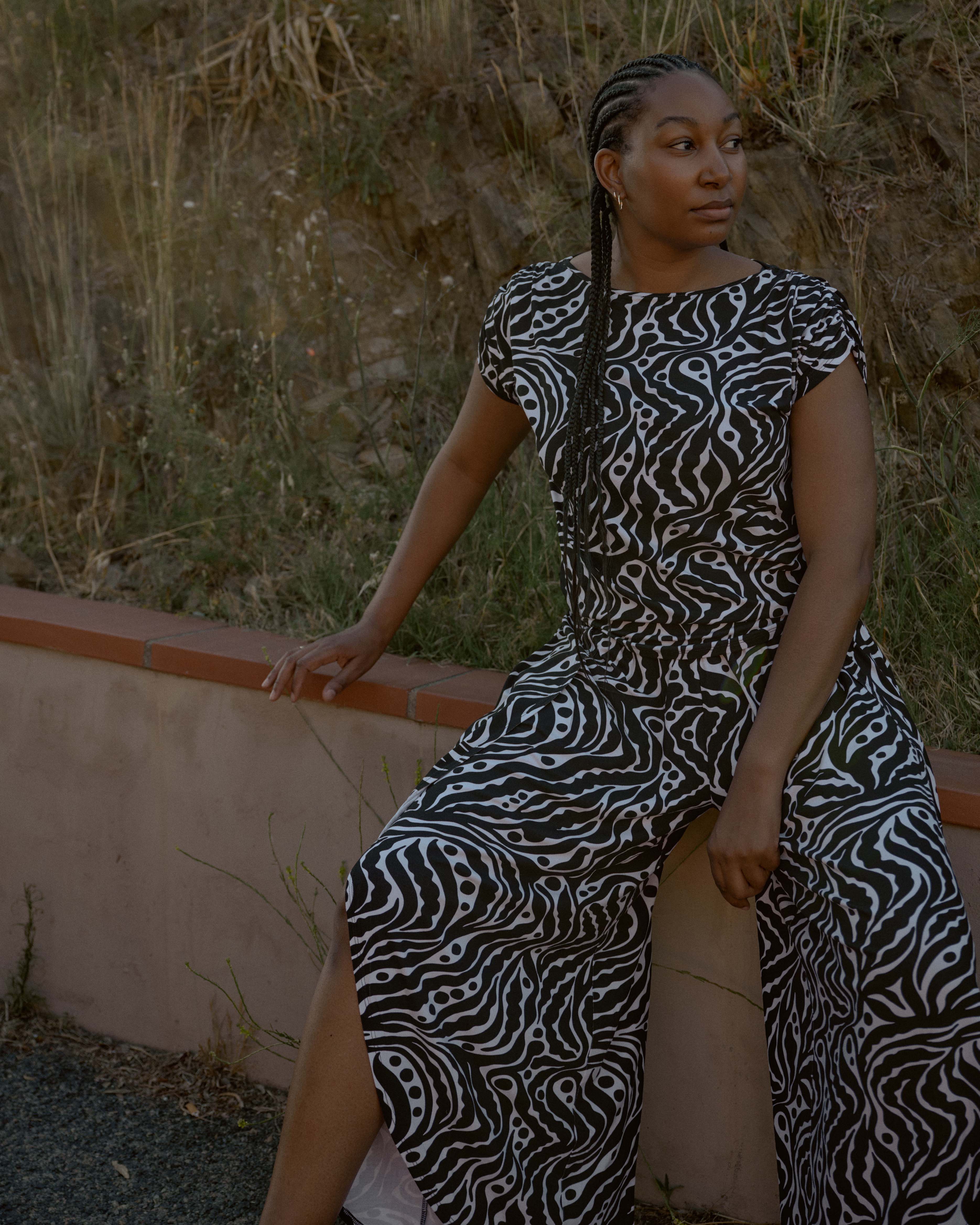 Rey Divine Jersey Pull-On Pants - Black Bosco Print