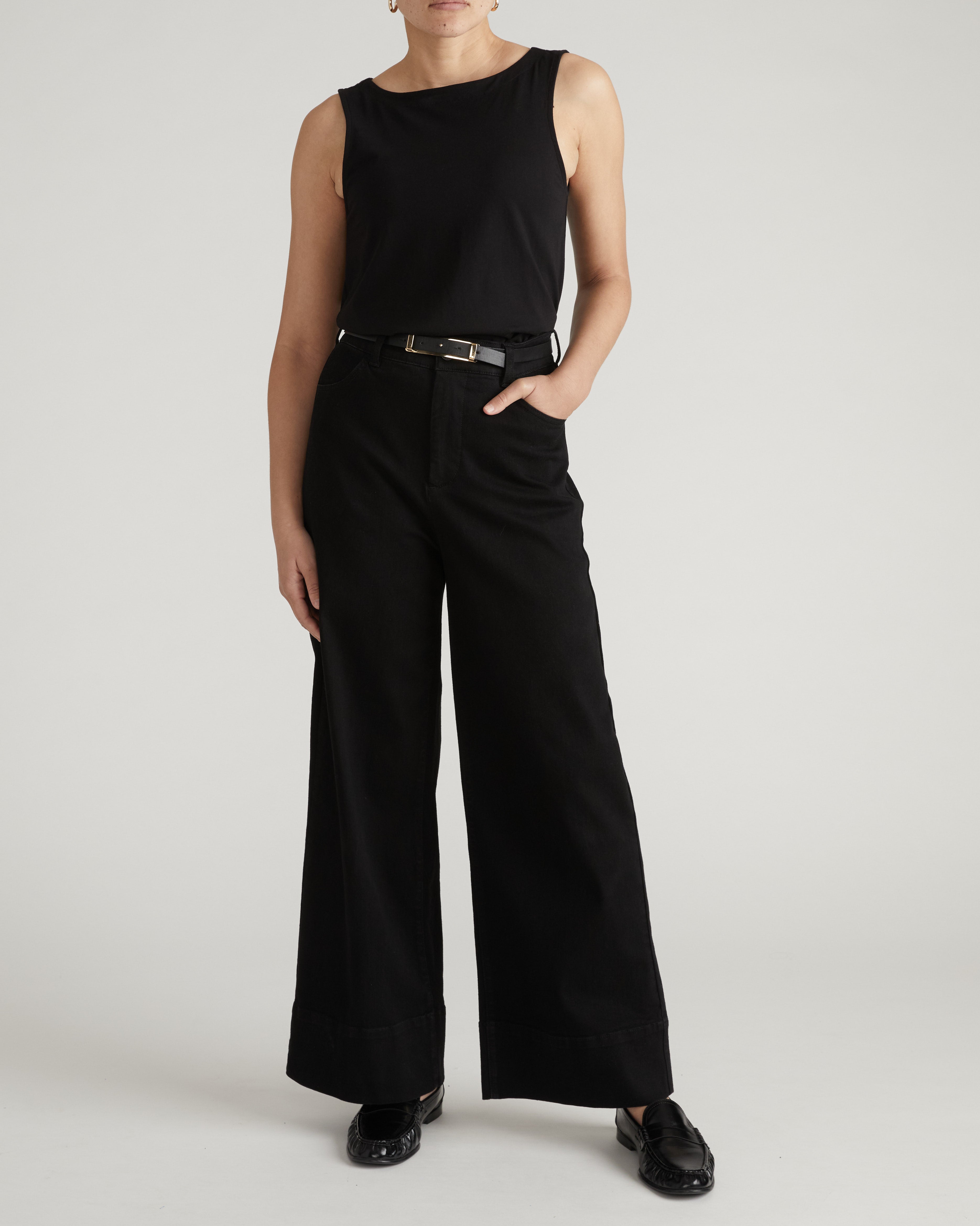 Noyack Breton Stripe Boatneck Tank - Solid Black