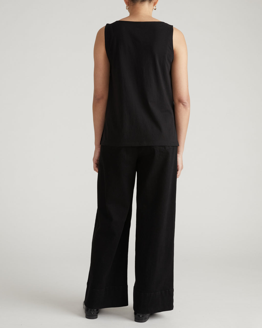 Noyack Breton Stripe Boatneck Tank - Solid Black