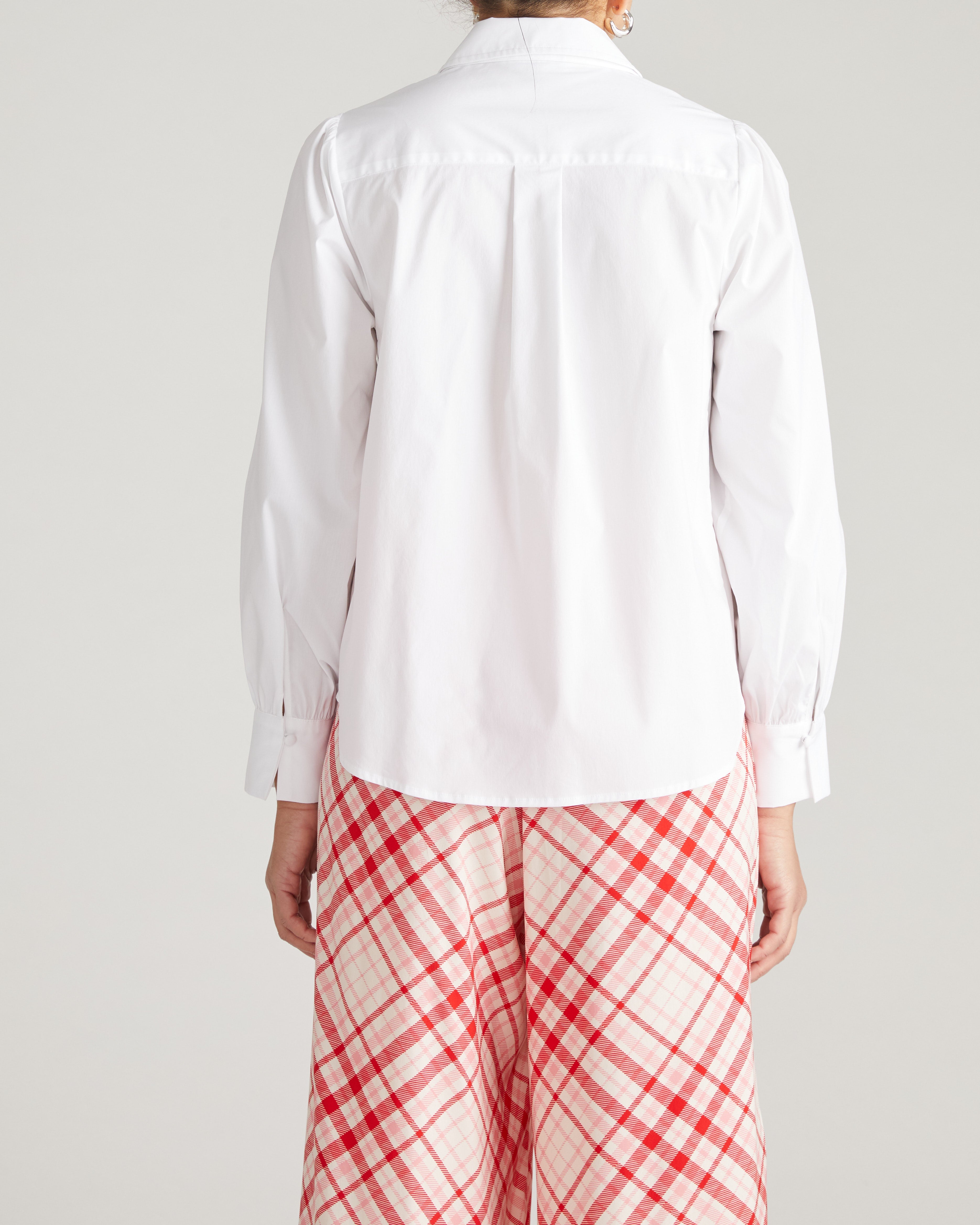 Janet Tie-Neck Cotton Poplin Shirt - White