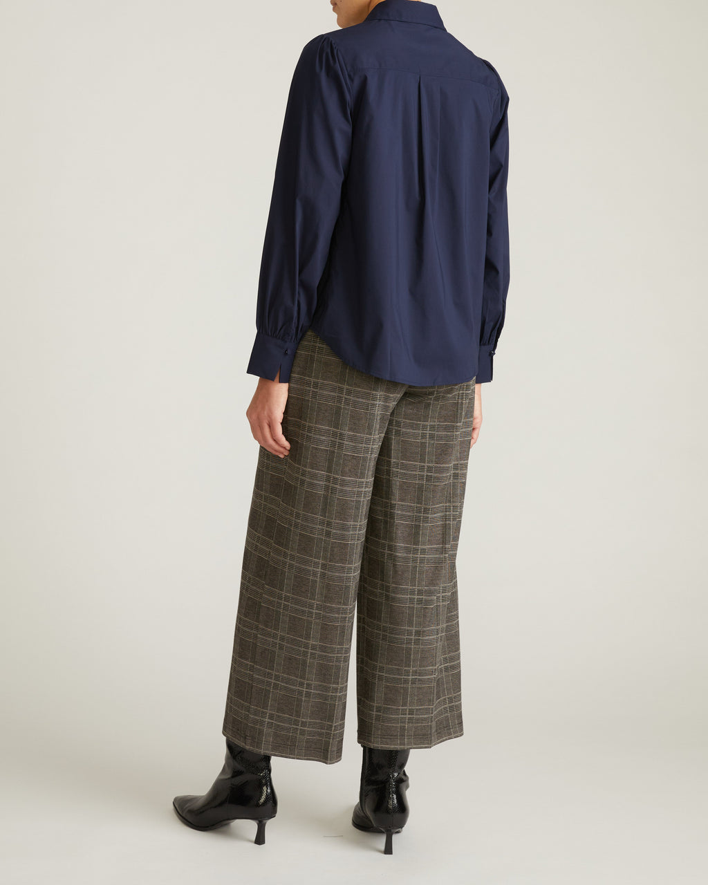 Janet Tie-Neck Cotton Poplin Shirt - Navy