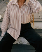 The Artist Oversized Poplin Shirt - Allspice/White Stripe